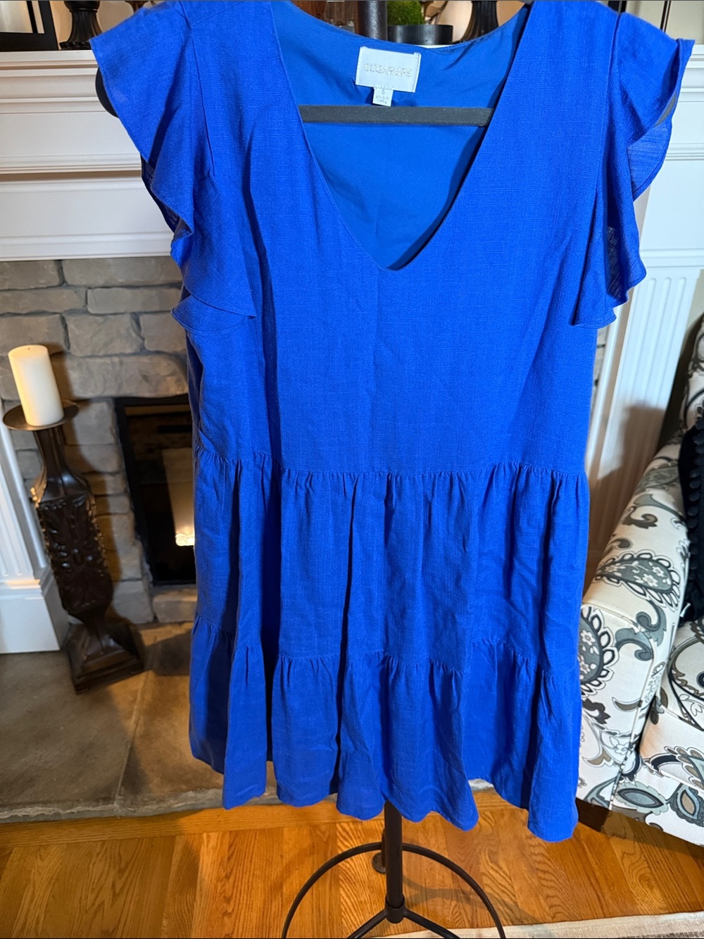 Sugarlips Royal Blue Tiered V-Neck Mini Dress